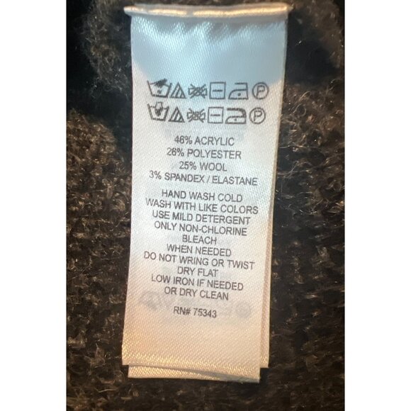 Tahari  Buffalo Plaid 3/4th Sleeve Jacket M Black & Gray wool Blend Sweater - Picture 6 of 7